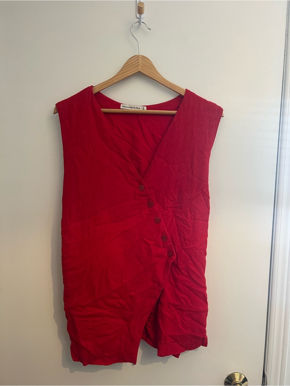 Red Aercrombie & Fitch Vest With Asymmmetrical Buttons